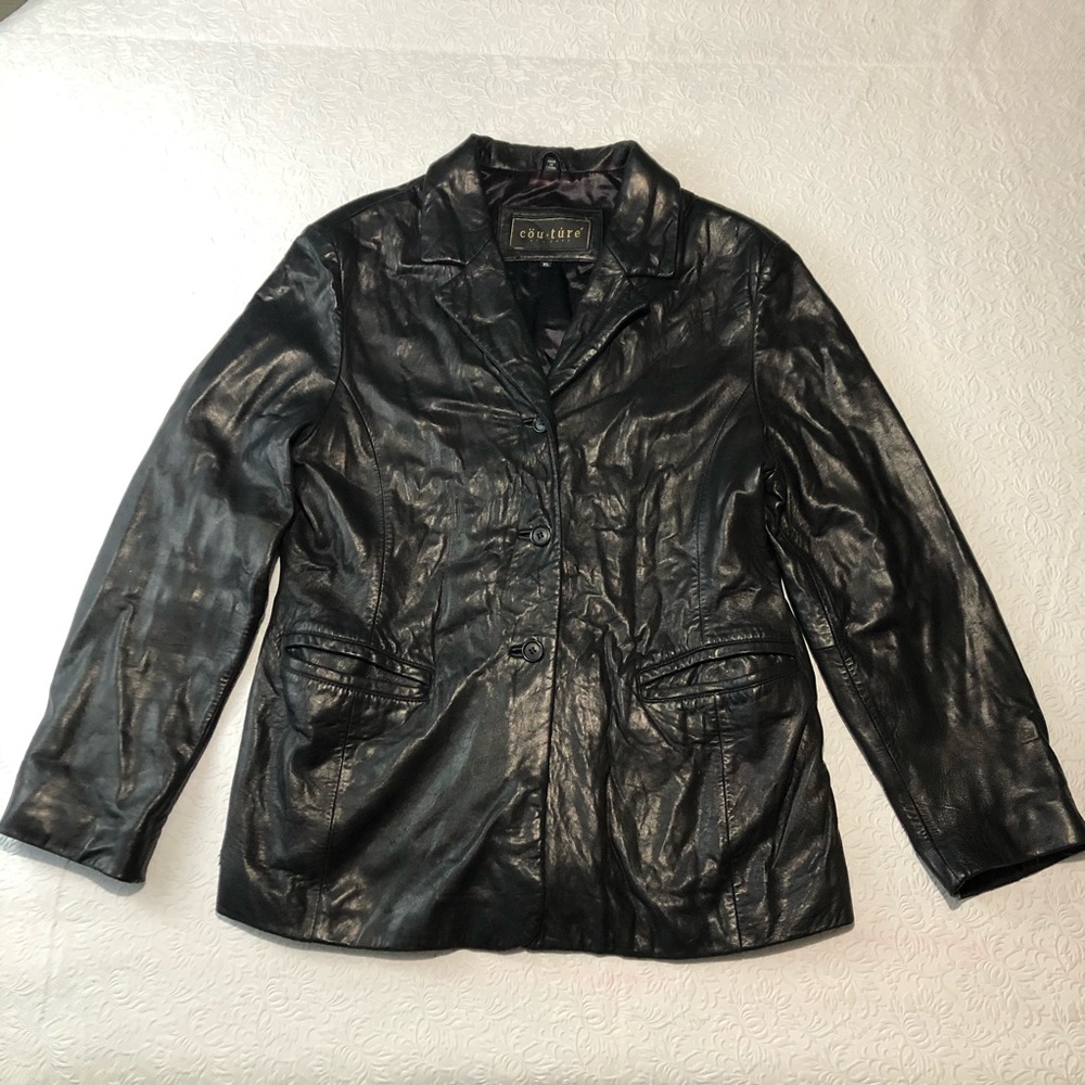 Women's Lambskin Black Leather Jacket Size XL